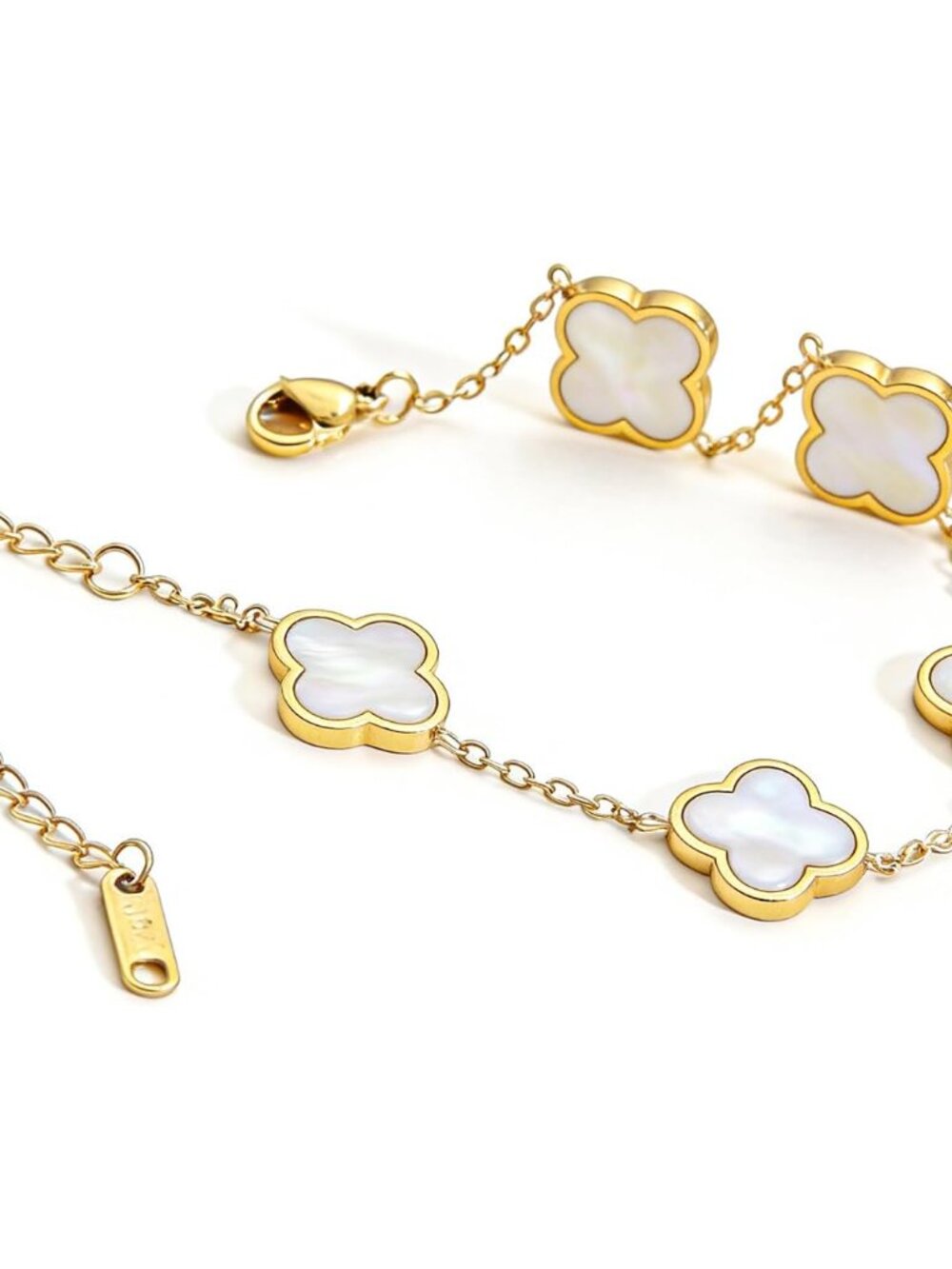 18K Gold-Plated Four Leaf Clover Bracelet for Women ，Adjustable lucky Bracelet S